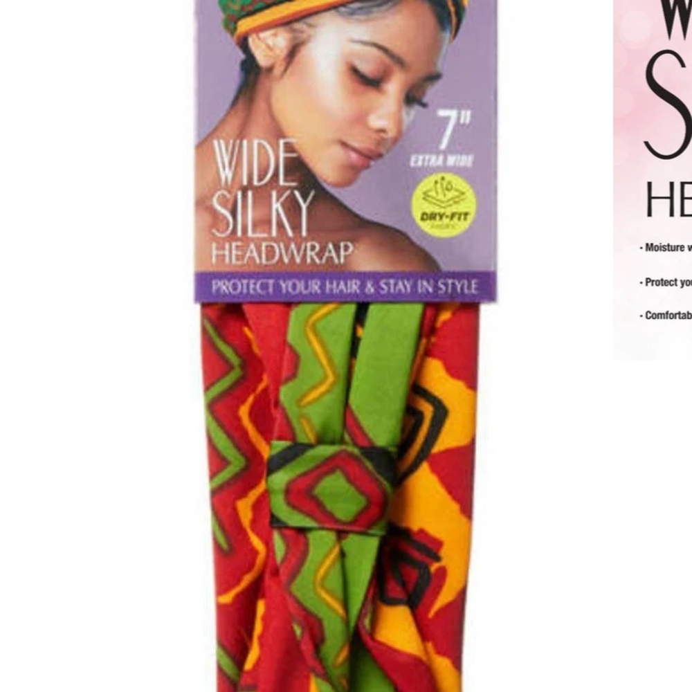 Wide Silky Headwrap - Red, Green, Yellow